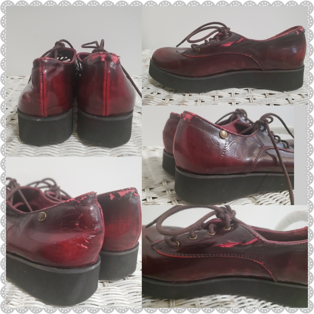 ✨BOGO FREE✨ Grunge Distressed Oxblood Red Burgundy Platform Shoes FAIR - Picture 5 of 5